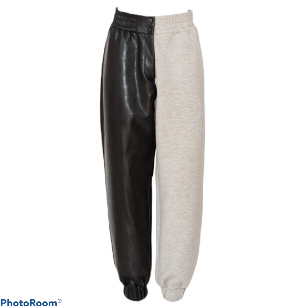 NWT the Brand Label Let’s Chill vegan leather sweatpant jogger size small